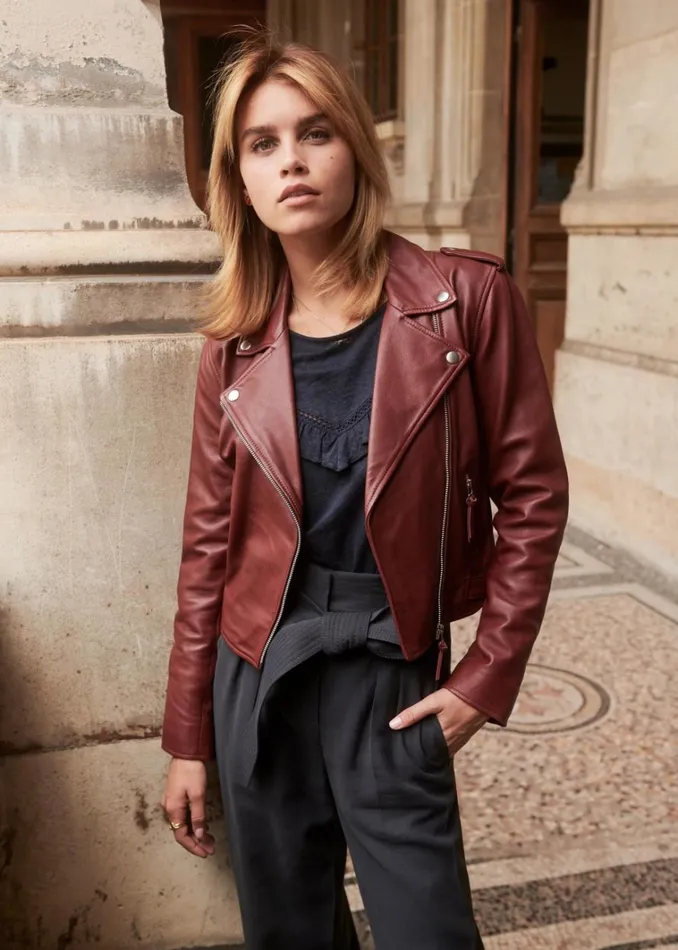 Womens Zig Jacket Burgundy Szane Jackets and Coats