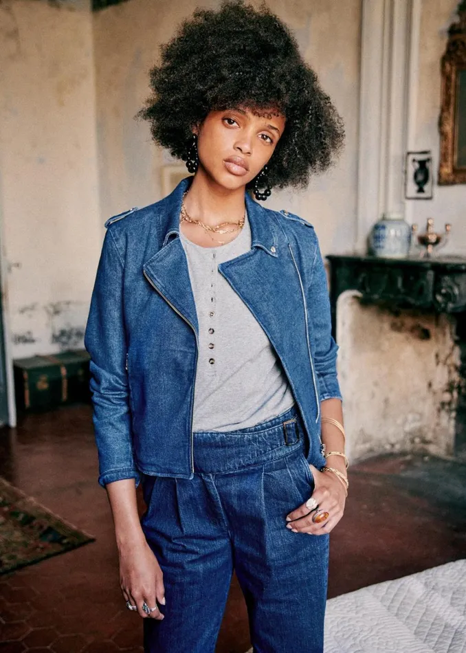 Womens Zig Jacket Denim Blue Szane Jackets and Coats